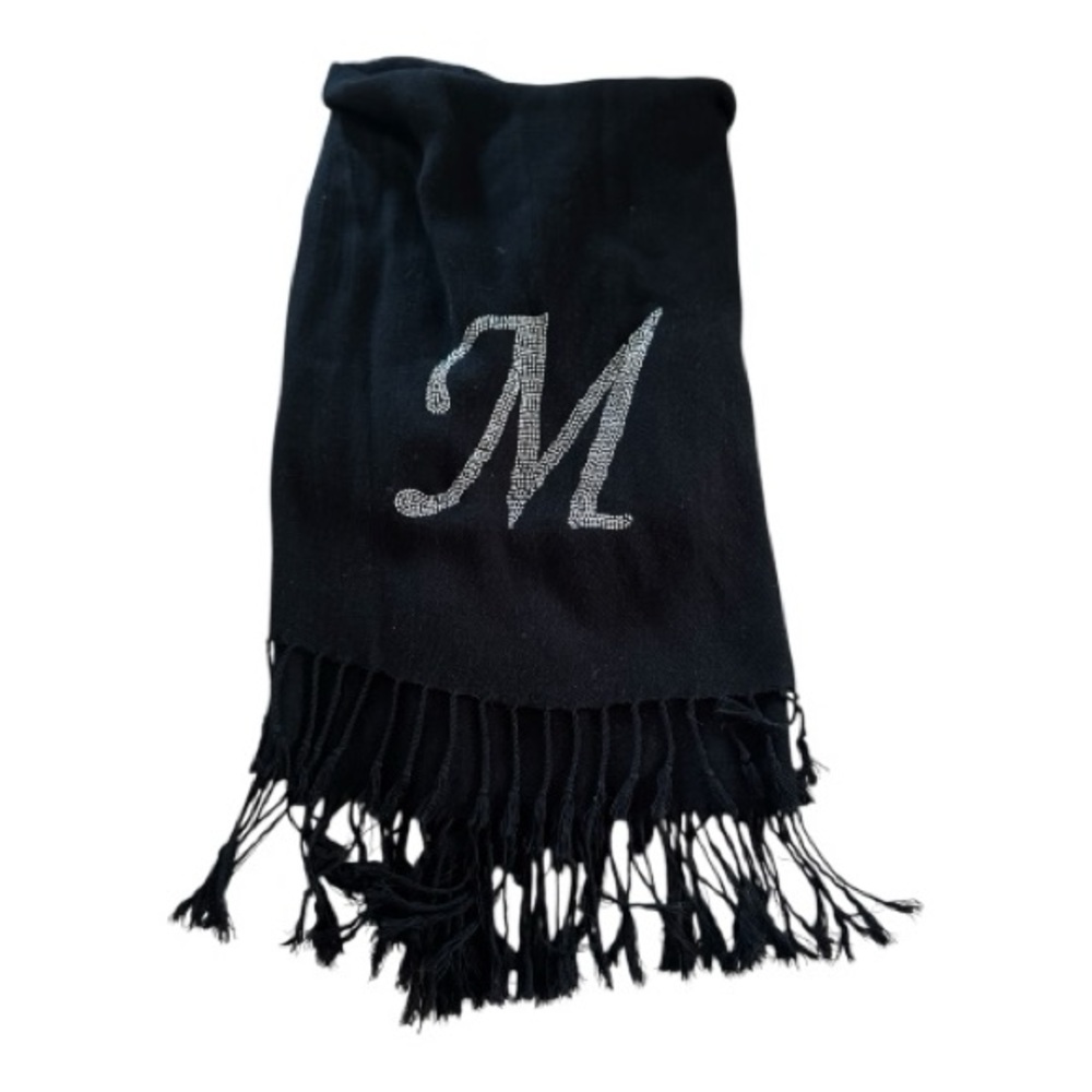 Elegant Black Scarf with Monogram